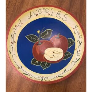 Vintage Decorative Large Bowl Apple Motif Red Blue‎ Yellow